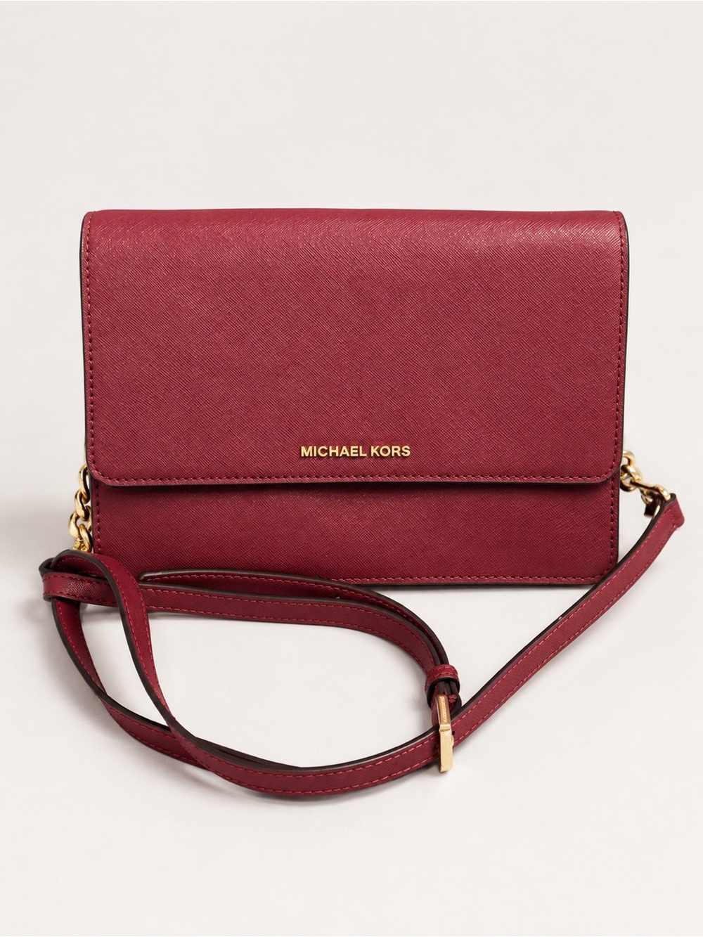 Michael Kors Burgundy Gold Chain Crossbody Bag